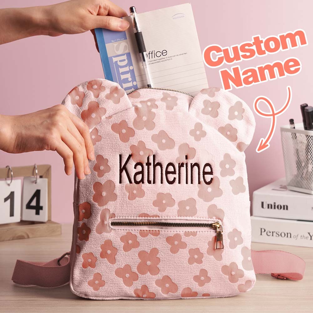 Personalized Name Embroidery Backpack Custom Mini Flower Backpack School Bags Gift for Kids - soufeelmy