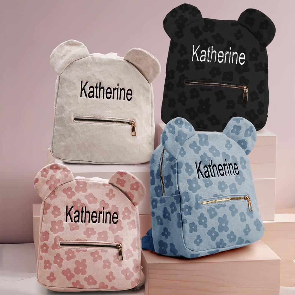 Personalized Name Embroidery Backpack Custom Mini Flower Backpack School Bags Gift for Kids - soufeelmy