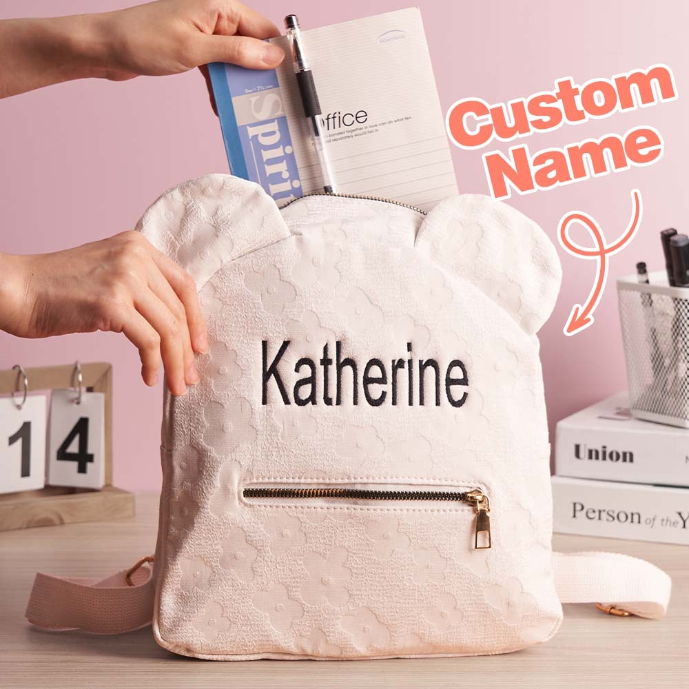Personalized Name Embroidery Backpack Custom Mini Flower Backpack School Bags Gift for Kids - soufeelmy