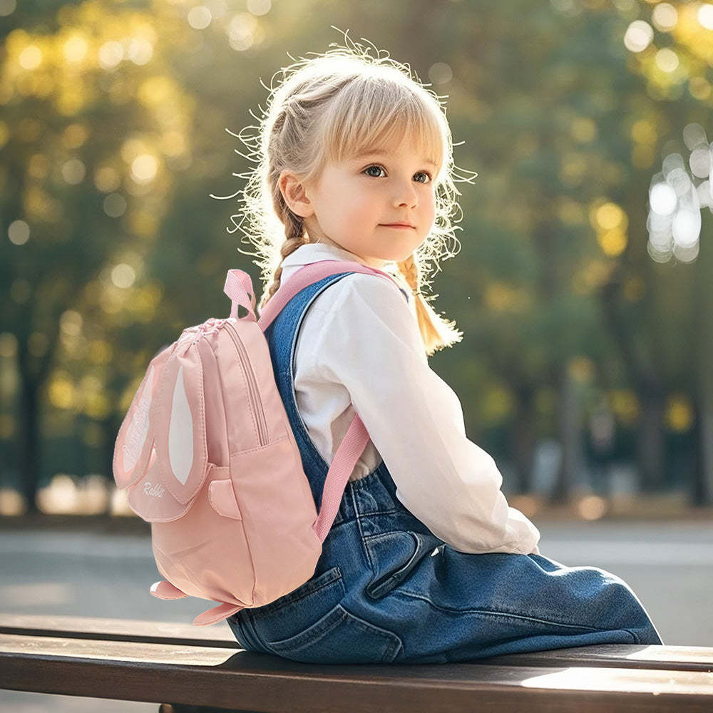 Personalized Name Embroidery Backpack Custom Mini Rabbit Backpack School Bags Gift for Kids - soufeelmy