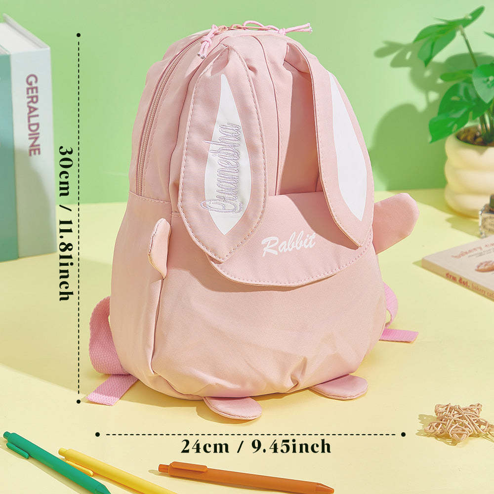 Personalized Name Embroidery Backpack Custom Mini Rabbit Backpack School Bags Gift for Kids - soufeelmy