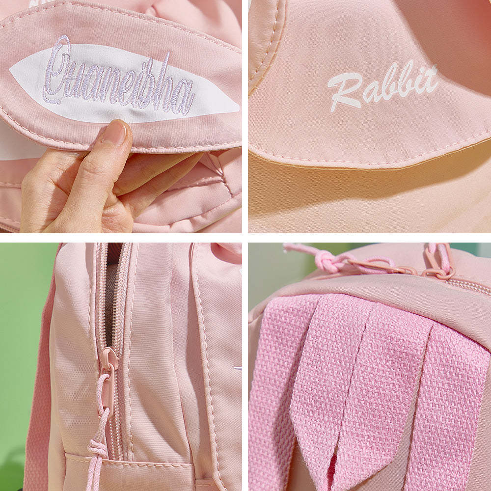 Personalized Name Embroidery Backpack Custom Mini Rabbit Backpack School Bags Gift for Kids - soufeelmy