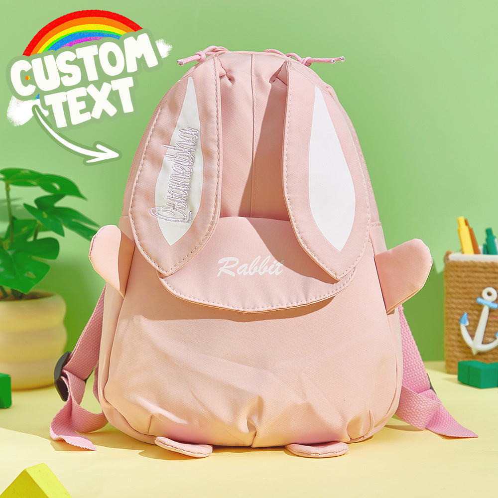 Personalized Name Embroidery Backpack Custom Mini Rabbit Backpack School Bags Gift for Kids - soufeelmy