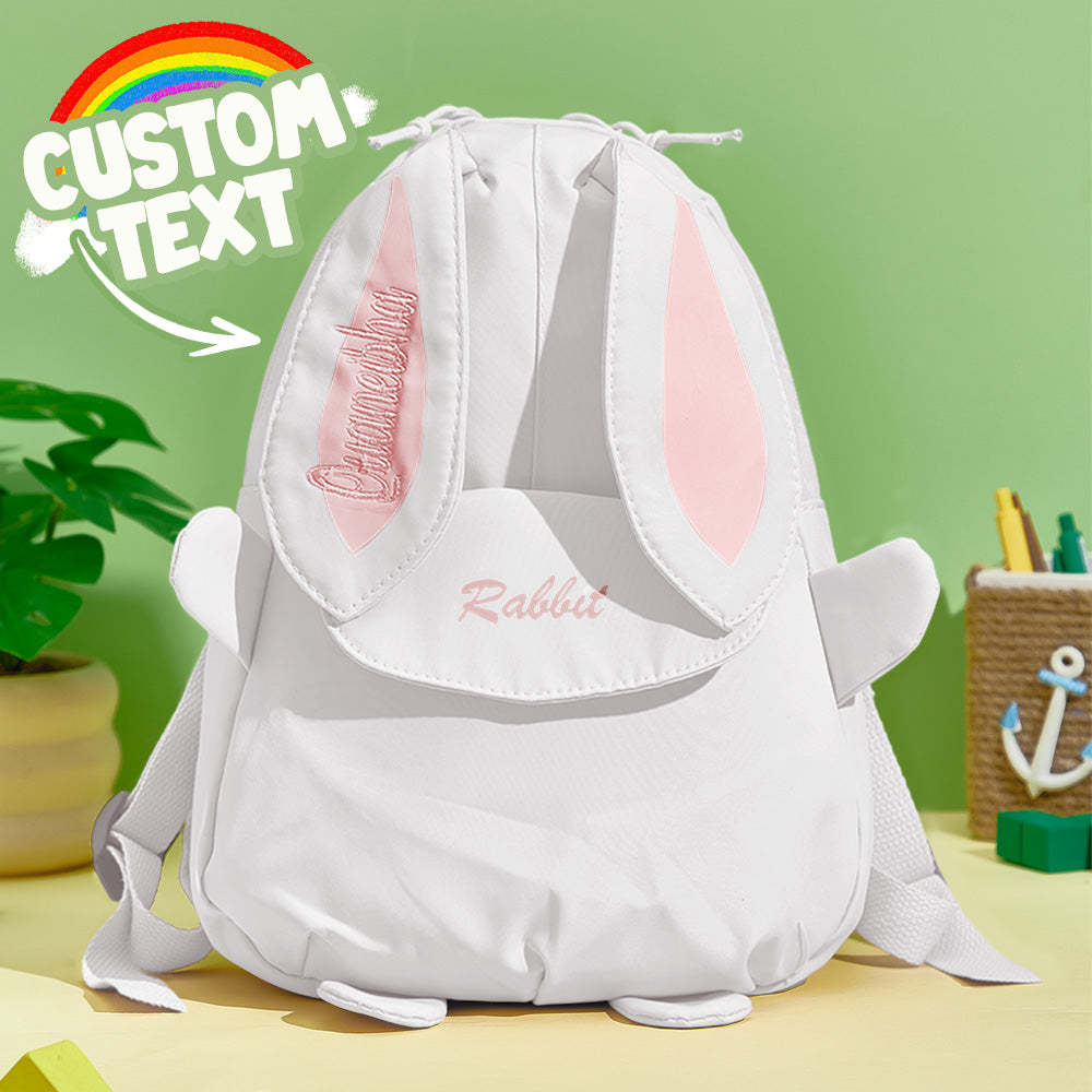 Personalized Name Embroidery Backpack Custom Mini Rabbit Backpack School Bags Gift for Kids - soufeelmy