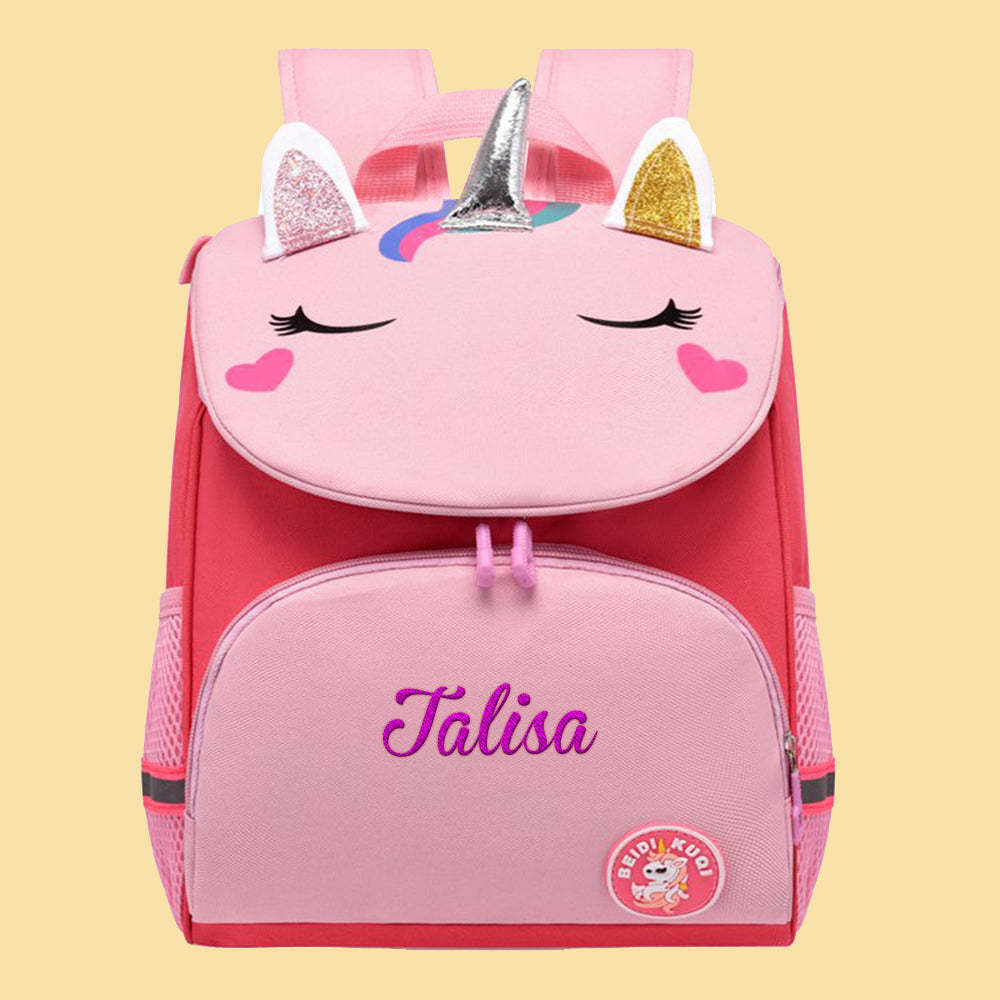 Personalized Name Embroidery Backpack Custom Unicorn Backpack School Bags Gift for Kids - soufeelmy