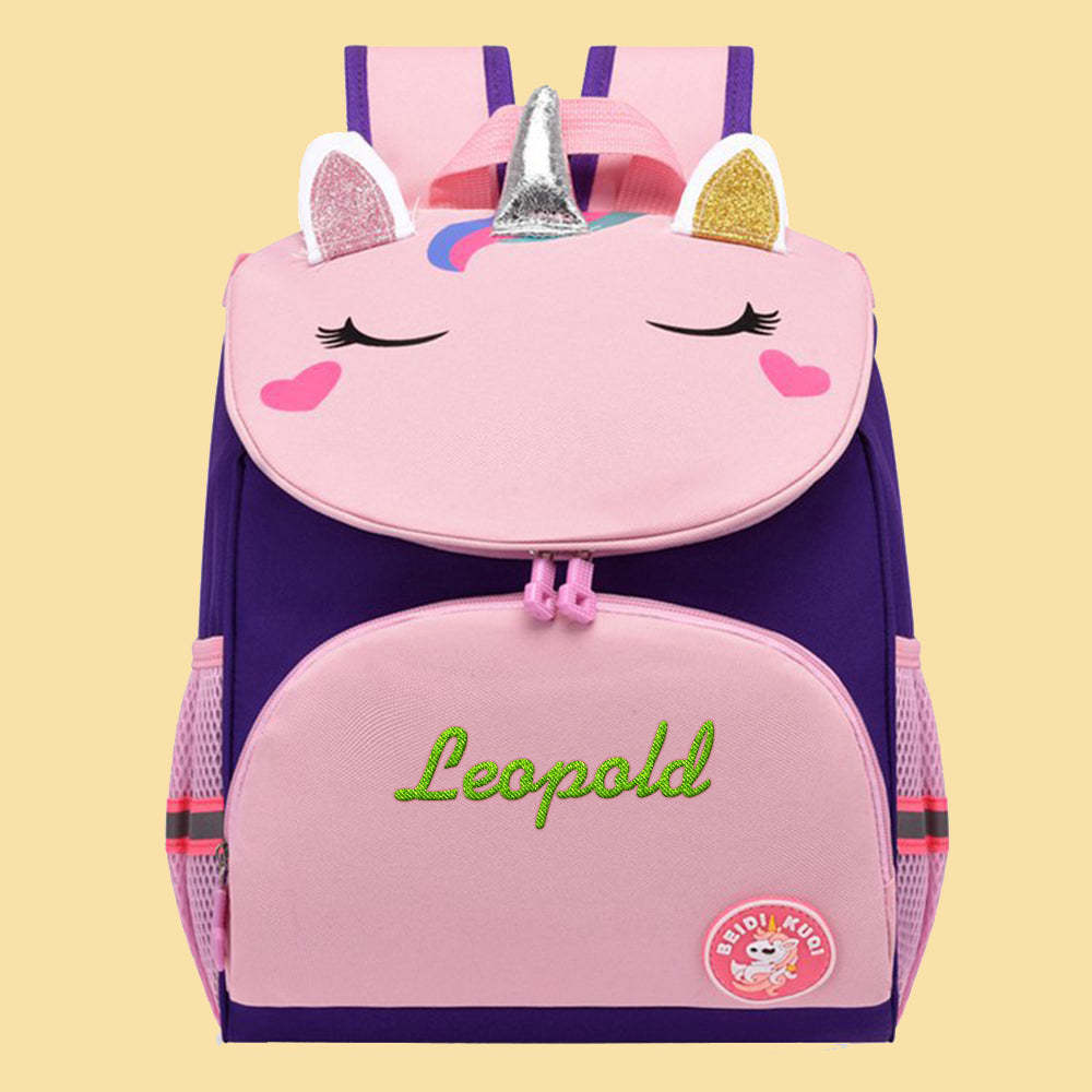 Personalized Name Embroidery Backpack Custom Unicorn Backpack School Bags Gift for Kids - soufeelmy