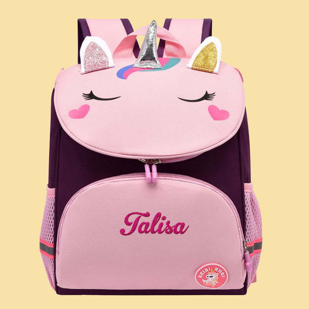 Personalized Name Embroidery Backpack Custom Unicorn Backpack School Bags Gift for Kids - soufeelmy