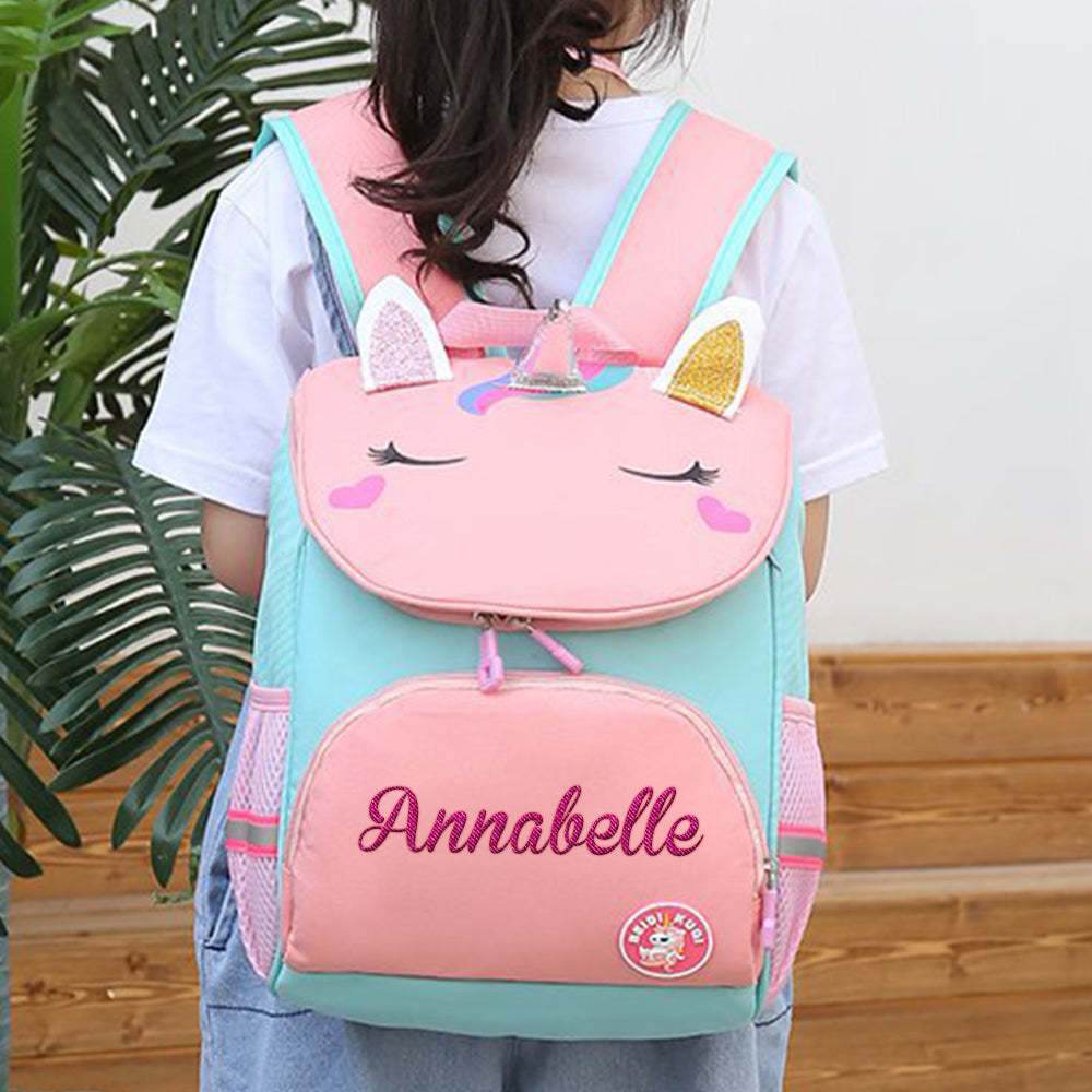 Personalized Name Embroidery Backpack Custom Unicorn Backpack School Bags Gift for Kids - soufeelmy