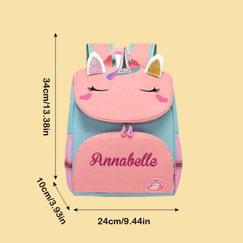 Personalized Name Embroidery Backpack Custom Unicorn Backpack School Bags Gift for Kids - soufeelmy