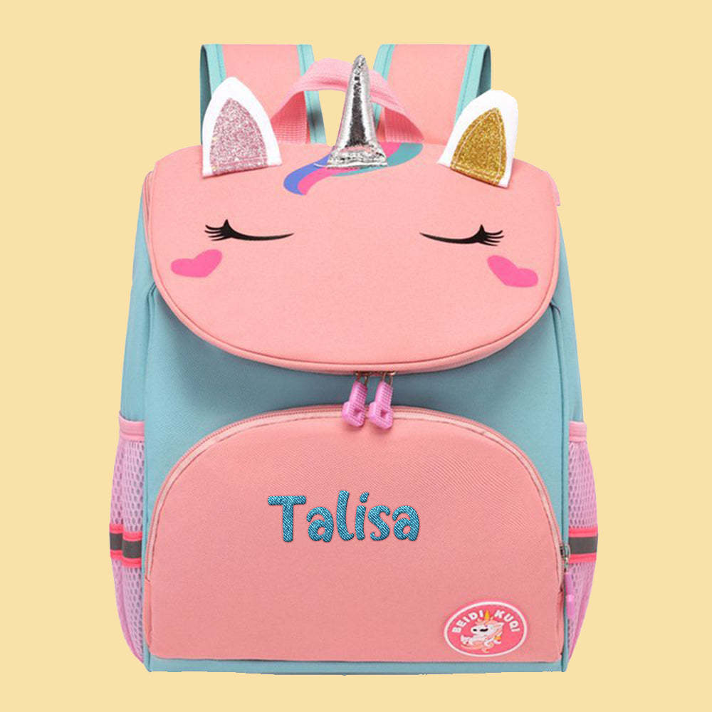 Personalized Name Embroidery Backpack Custom Unicorn Backpack School Bags Gift for Kids - soufeelmy