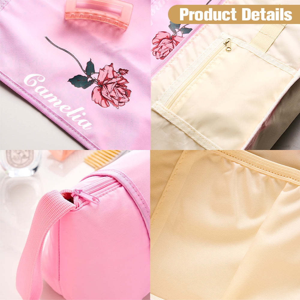 Personalized Birth Flower Heating Rod Storage Bag Waterproof Hairdressing Tool Kit Travel Accessories Gift for Her - soufeelmy