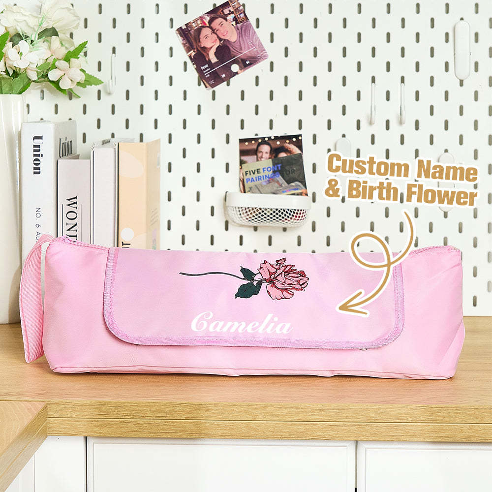 Personalized Birth Flower Heating Rod Storage Bag Waterproof Hairdressing Tool Kit Travel Accessories Gift for Her - soufeelmy