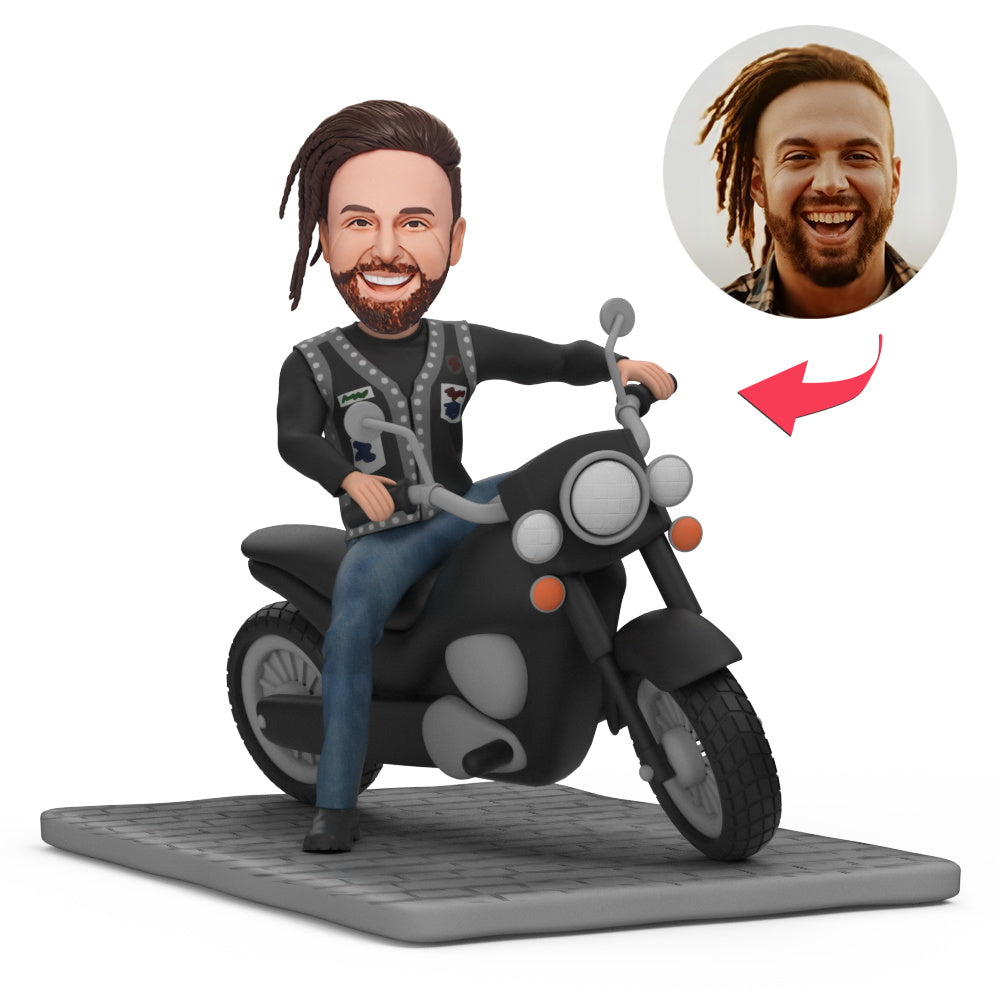 Custom Motorcycle Bobblehead, Bobblehead On A Motorcycle With Text - soufeelmy