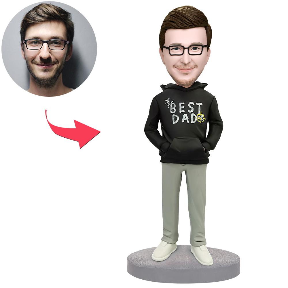 Best Dad In A Hoodie Custom Bobblehead With Engraved Text - soufeelmy