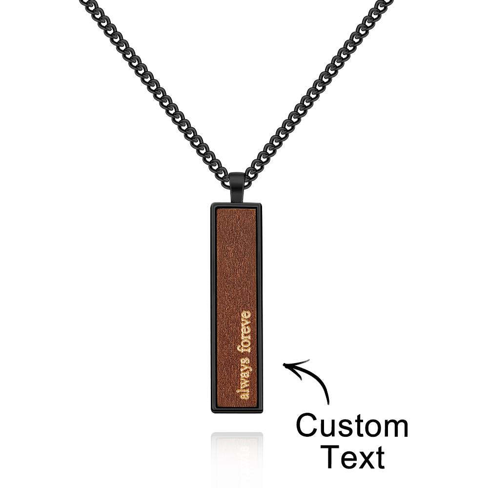Engravable Wood And Metal Necklace Personalized Retro Pendant Gift for Wedding Anniversary - soufeelmy