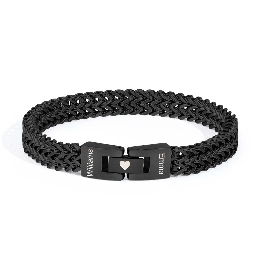 Personalized Men's Stainless Steel Interlocking Bracelet with Engraved Names Bracelet Gift for Him - soufeelmy