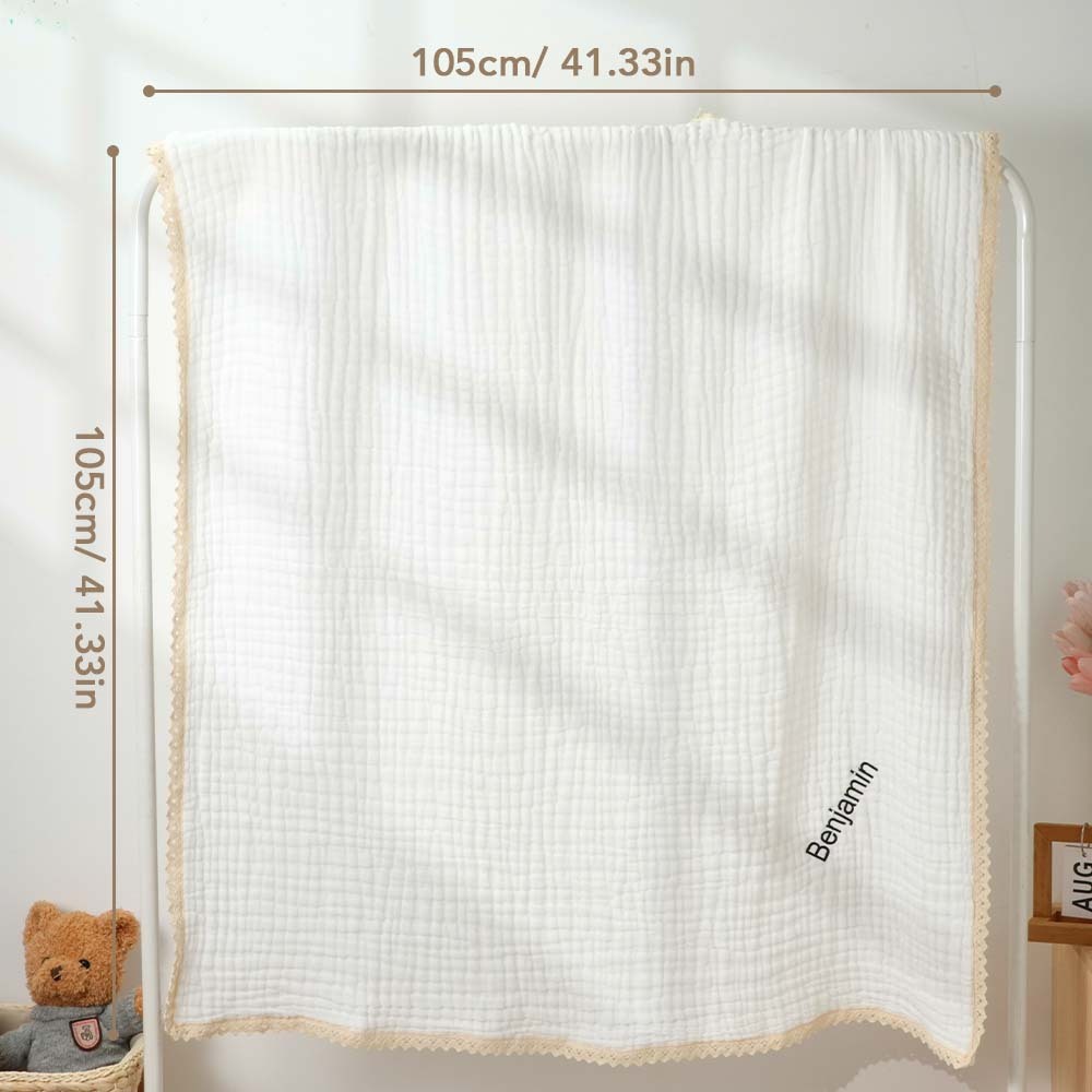 Personalized Lace Blanket with Embroidered Name Gift for Baby - soufeelmy