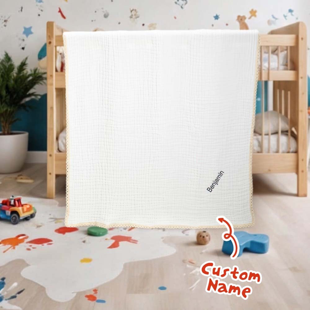 Personalized Lace Blanket with Embroidered Name Gift for Baby - soufeelmy