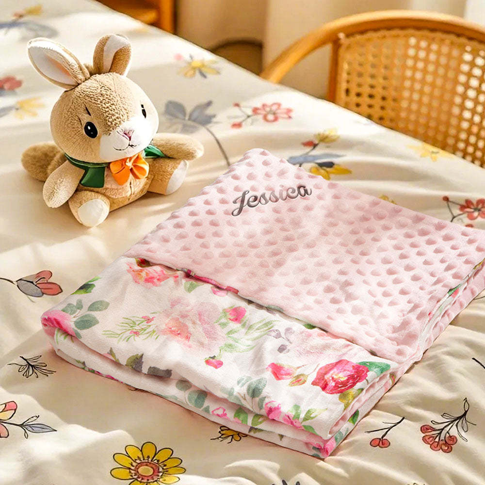 Personalized Baby Blanket Custom Blanket with Embroidered Name Gift for Baby - soufeelmy