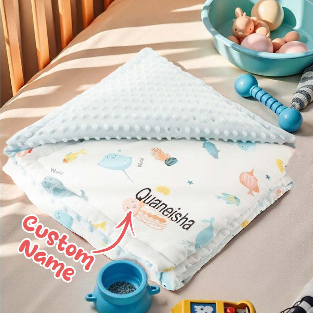 Personalized Baby Blanket Custom Baby Blanket with Embroidered Name Gift for Baby - soufeelmy