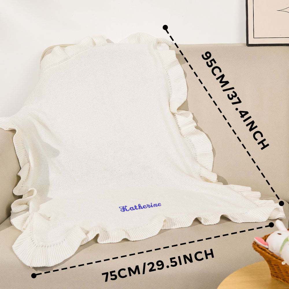 Personalized Baby Knitted Blanket Custom Baby Blanket with Embroidered Name Gift for Baby - soufeelmy