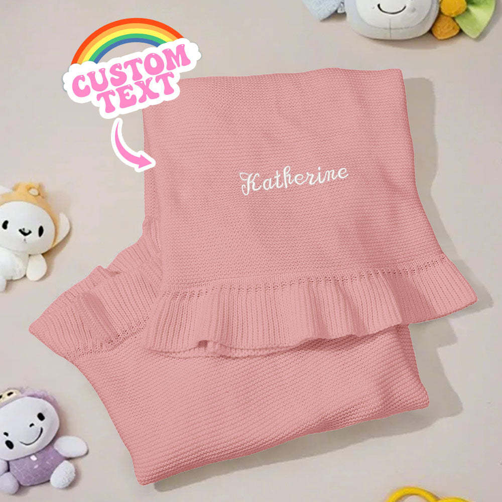 Personalized Baby Knitted Blanket Custom Baby Blanket with Embroidered Name Gift for Baby - soufeelmy