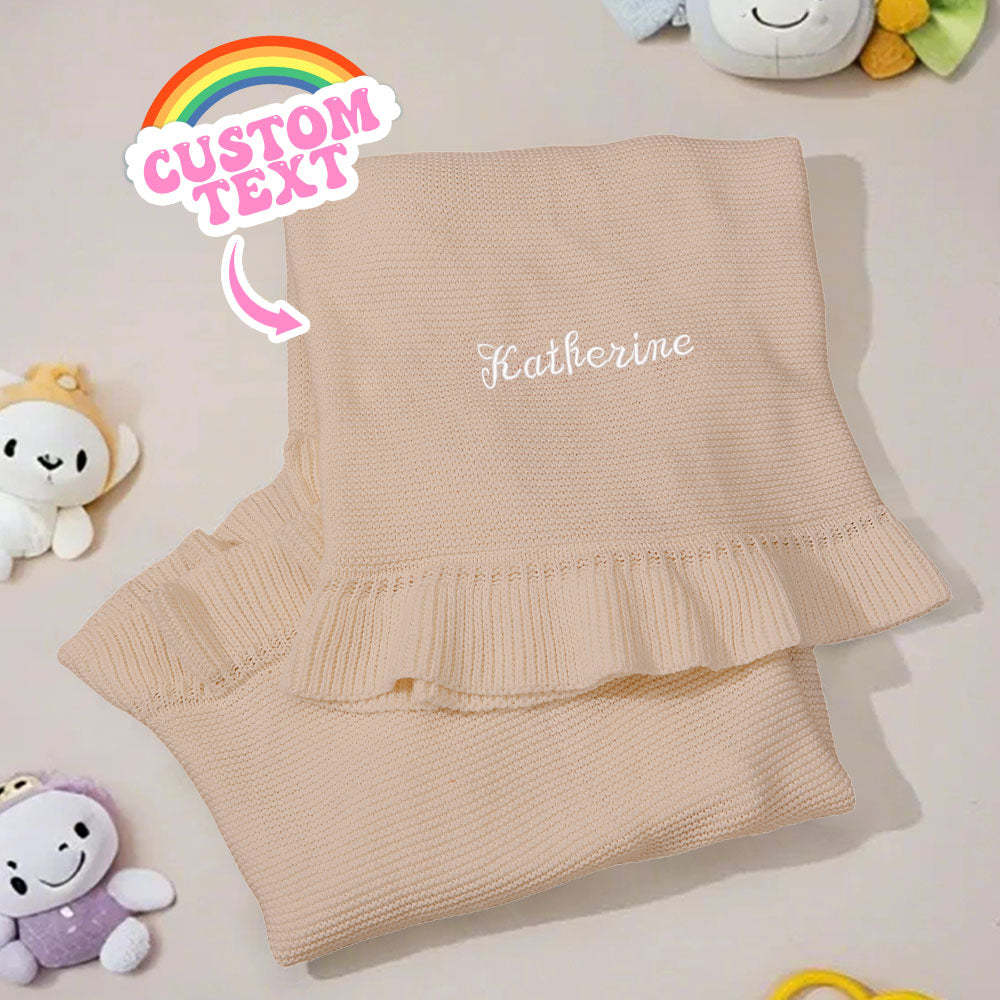 Personalized Baby Knitted Blanket Custom Baby Blanket with Embroidered Name Gift for Baby - soufeelmy