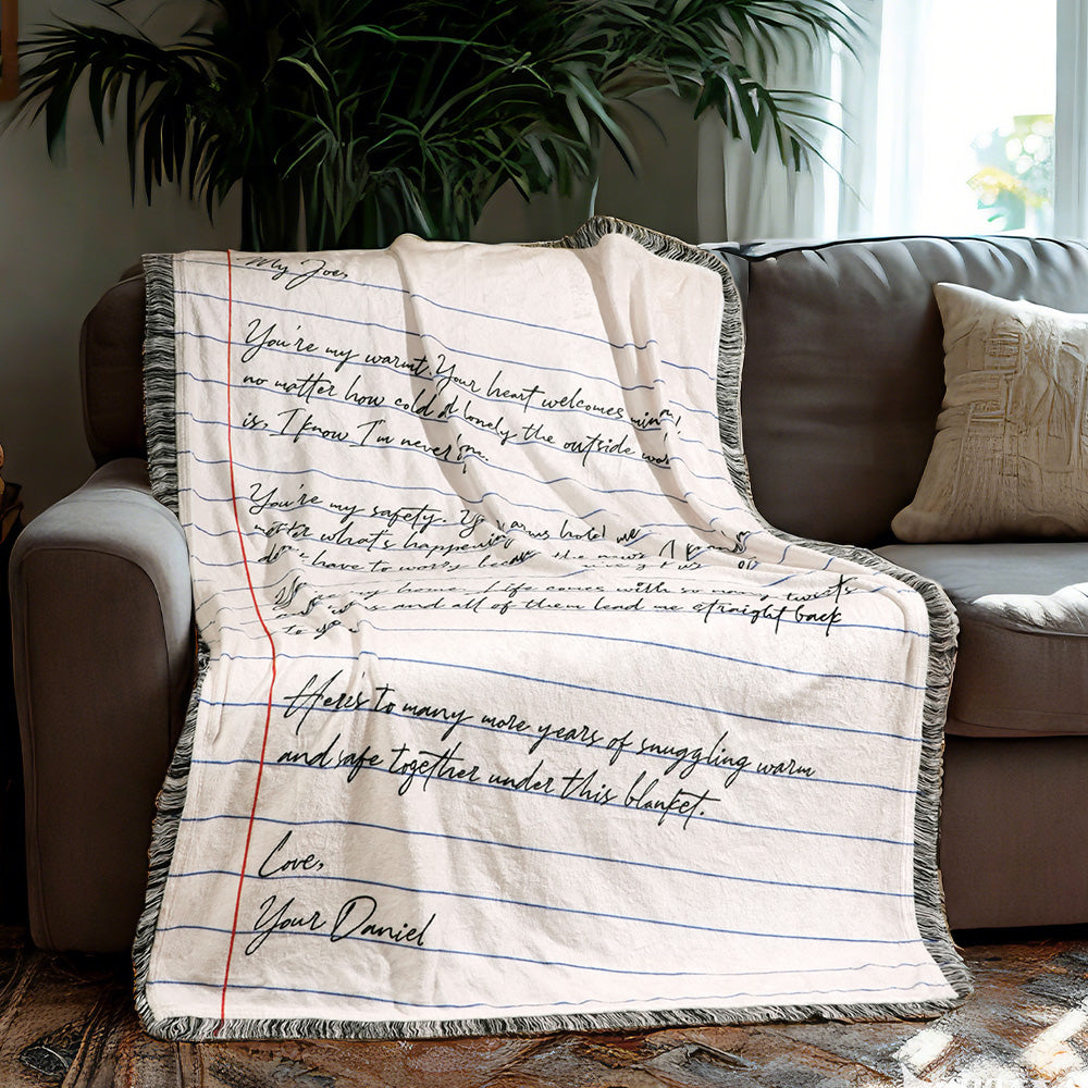 Personalized Hand-Written Printed Letter Blanket Unique Gift for Lover - soufeelmy