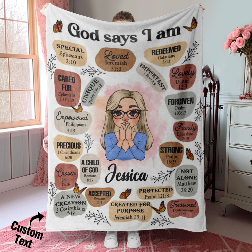 Personalized Blanket God Says I Am Custom Perfect Love Fleece Photo Blanket Gifts Mother's Day Gifts - soufeelmy