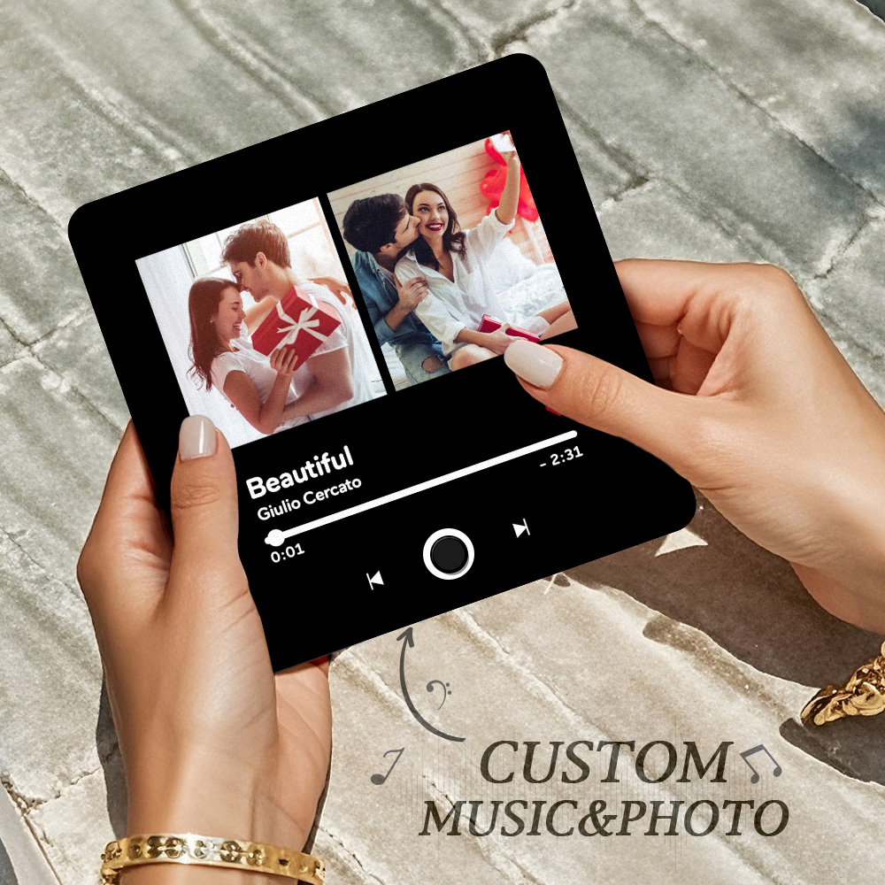 Custom Double Photo Fridge Magnet Personalised Photo Fridge Magnet Can Play Songs 3.0 Version with Frame Gifts - soufeelmy