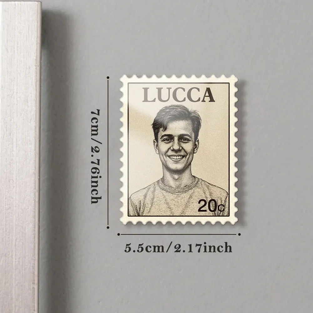 Custom Portrait Vintage Stamp Fridge Magnet Personalized Photo Name Postage Stamp Fridge Magnet Anniversary Gifts - soufeelmy