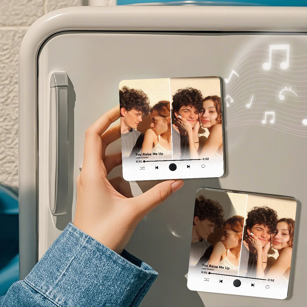 Personalized Two Photo Music Fridge Magnet Pro The Best Anniversary Gift Can Be Played Music Fridge Magnet For Her - soufeelmy