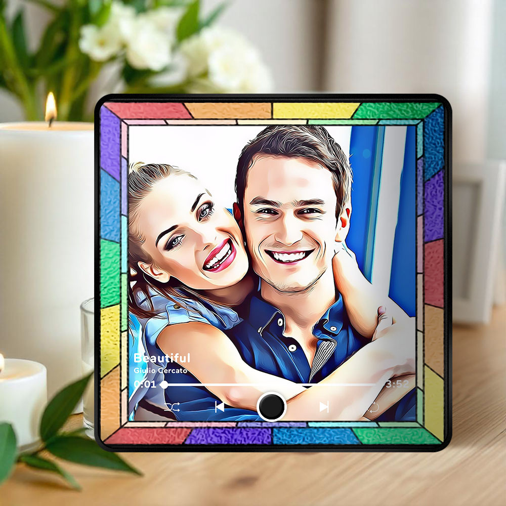Personalized Music Fridge Magnet Multicolor Frame Cartoon Style Photo Fridge Magnet Gift Can Play Music - soufeelmy