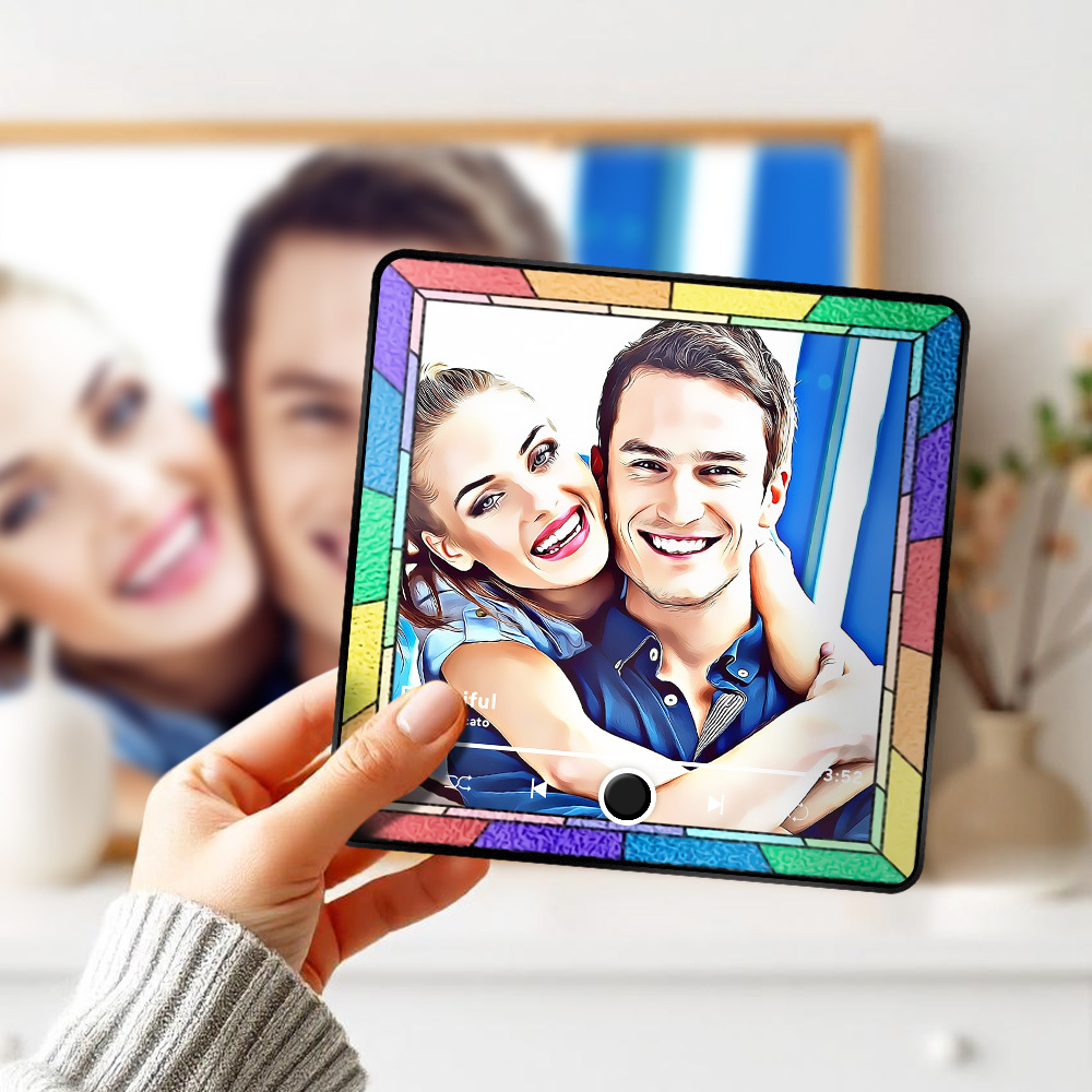 Personalized Music Fridge Magnet Multicolor Frame Cartoon Style Photo Fridge Magnet Gift Can Play Music - soufeelmy