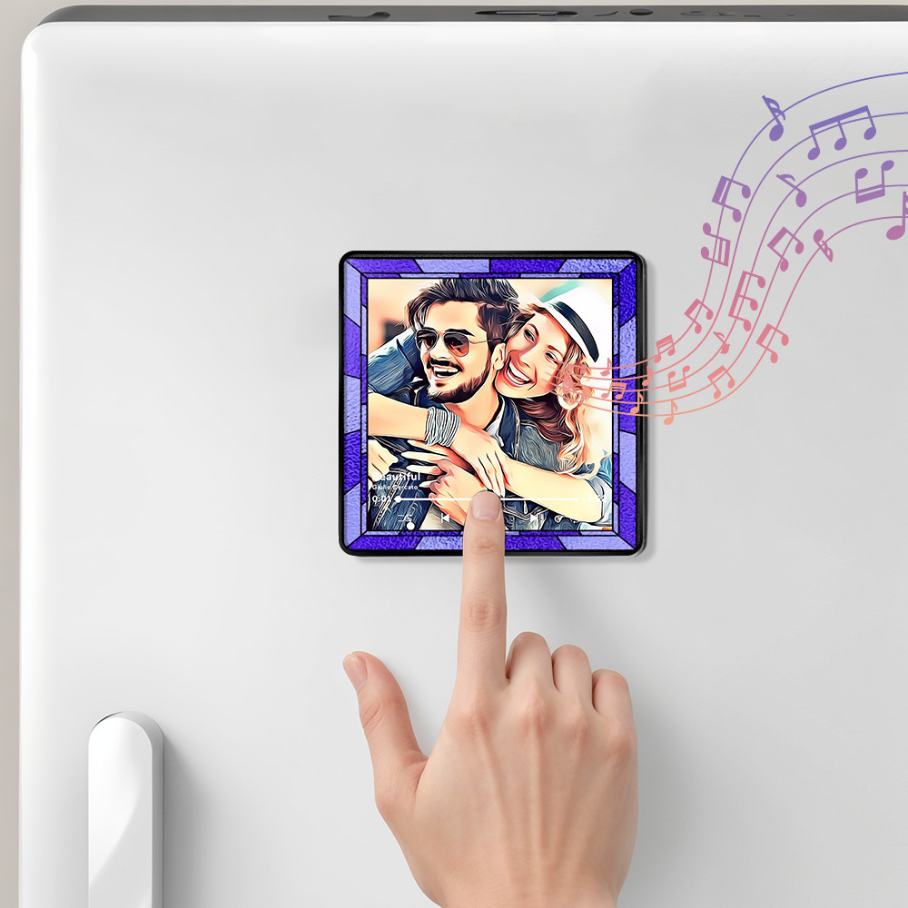 Personalized Music Fridge Magnet Multicolor Frame Cartoon Style Photo Fridge Magnet Gift Can Play Music - soufeelmy