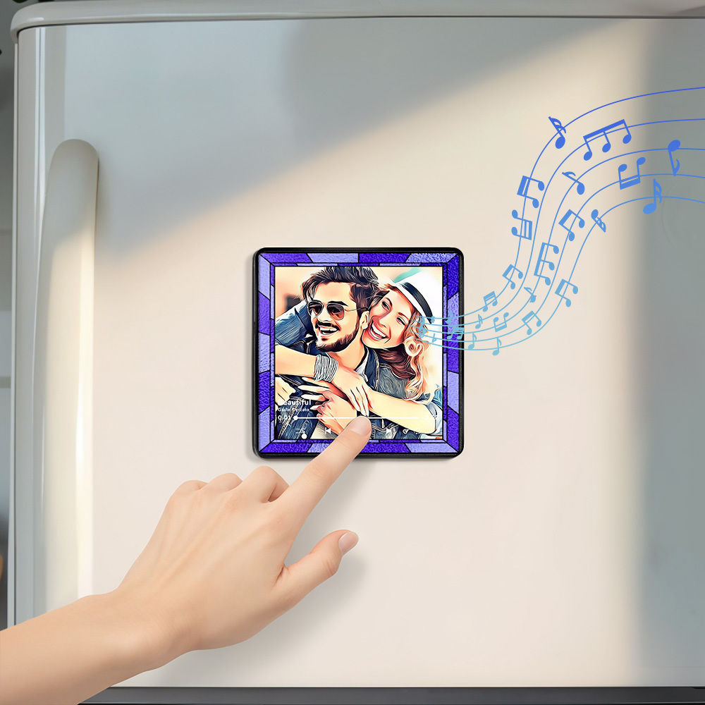 Personalized Music Fridge Magnet Multicolor Frame Cartoon Style Photo Fridge Magnet Gift Can Play Music - soufeelmy