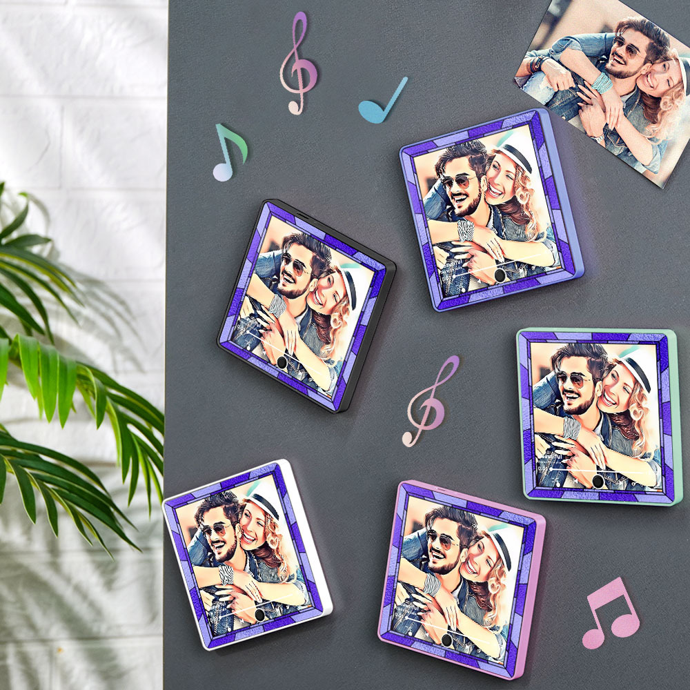 Personalized Music Fridge Magnet Multicolor Frame Cartoon Style Photo Fridge Magnet Gift Can Play Music - soufeelmy
