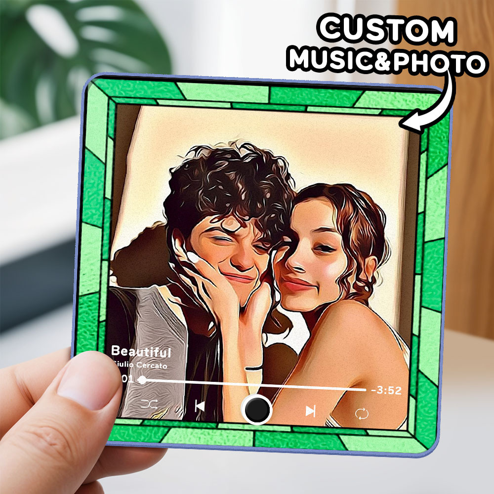 Personalized Music Fridge Magnet Multicolor Frame Cartoon Style Photo Fridge Magnet Gift Can Play Music - soufeelmy