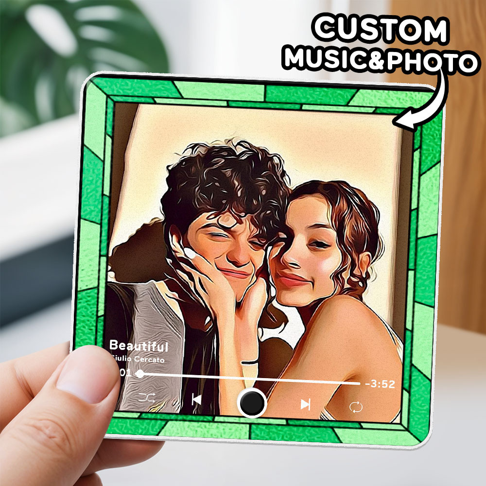 Personalized Music Fridge Magnet Multicolor Frame Cartoon Style Photo Fridge Magnet Gift Can Play Music - soufeelmy