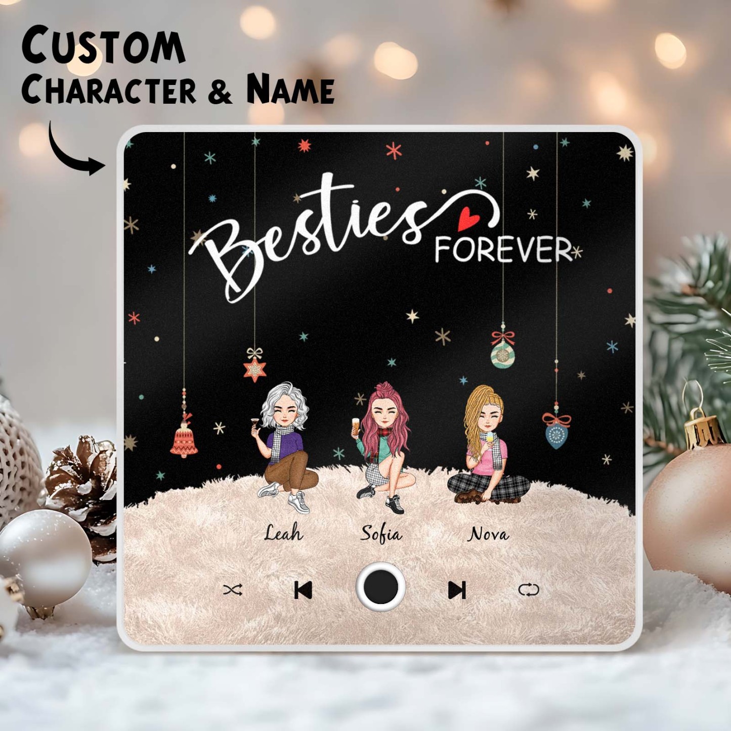 Custom Christmas Portrait Personalized Music Fridge Magnet Merry Christmas Magnets Can Play Songs Christmas Gift Family Gifts - soufeelmy