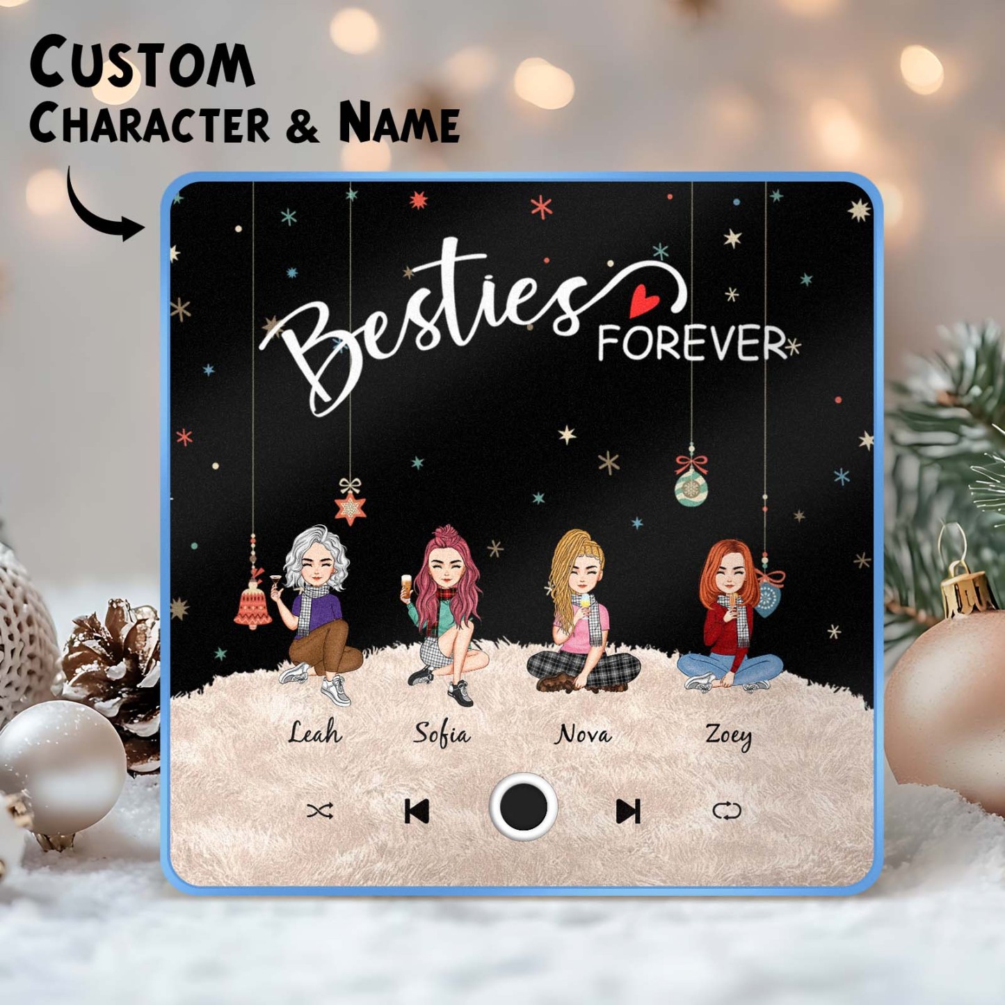 Custom Christmas Portrait Personalized Music Fridge Magnet Merry Christmas Magnets Can Play Songs Christmas Gift Family Gifts - soufeelmy