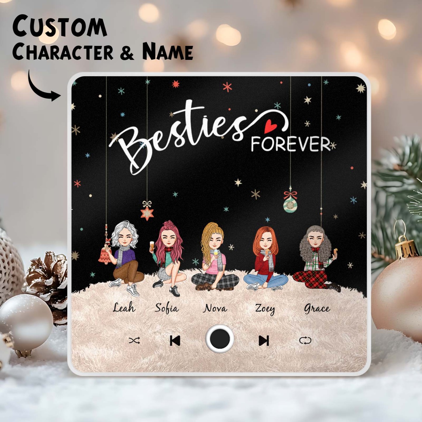 Custom Christmas Portrait Personalized Music Fridge Magnet Merry Christmas Magnets Can Play Songs Christmas Gift Family Gifts - soufeelmy
