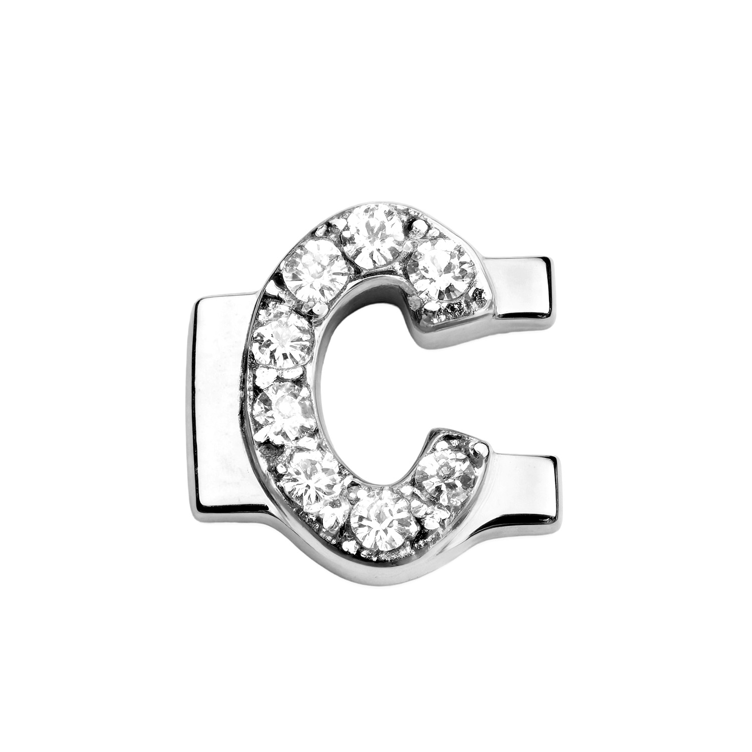Letter With Diamond C Charm - Silver - soufeelmy