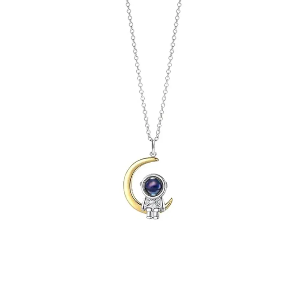 Custom Projection Necklace Astronaut Space Moon Star Couple Gifts