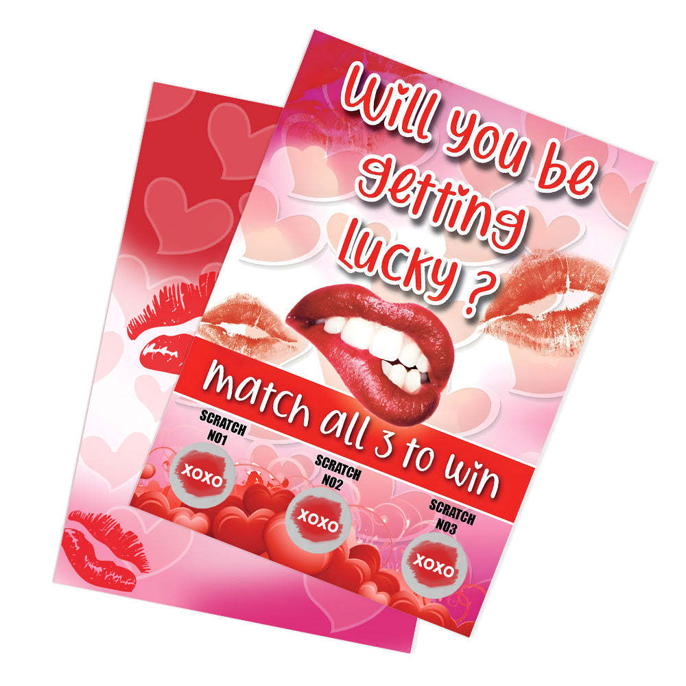 Red Lips Scratch Card Surprise Funny Scratch off Card Match 3 to Win Card - soufeelmy