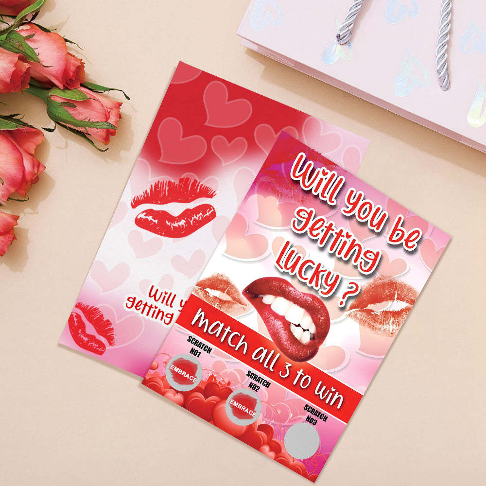 Red Lips Scratch Card Surprise Funny Scratch off Card Match 3 to Win Card - soufeelmy