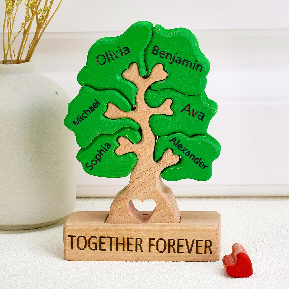 Wooden Family Tree Puzzle Custom Names Home Decor House Warming Gifts - soufeelmy