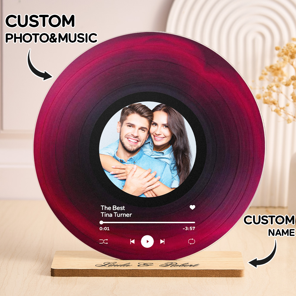 Personalized Vinyl Record with Photo - Acrylic Song Plaque - Anniversary Gift for Friends - Birthday Gift for Her Him - Christmas Gifts - soufeelmy