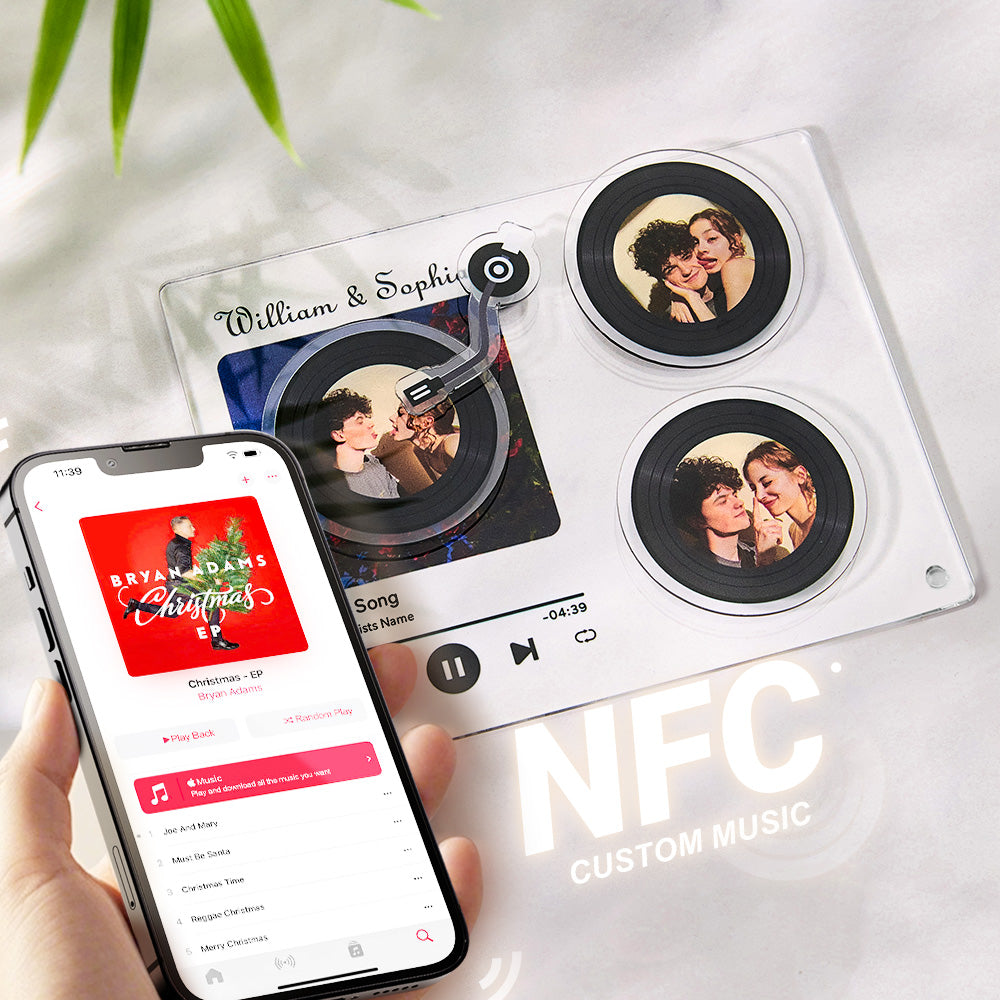 Personalized Rotatable Photo Vinyl Record Tap to Play NFC Music Record Plaque Gift for Lover - soufeelmy