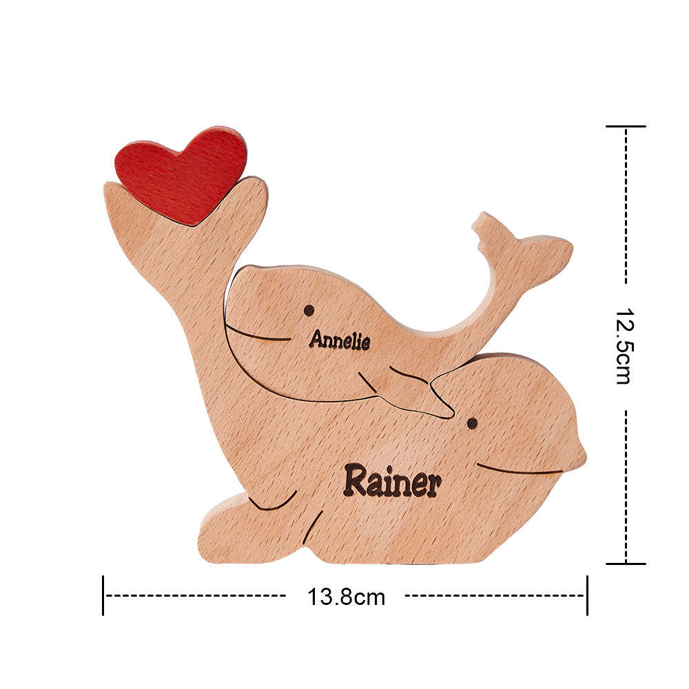 Custom Names Wooden Dolphins Family Puzzle Home Decor Christmas Gifts - soufeelmy
